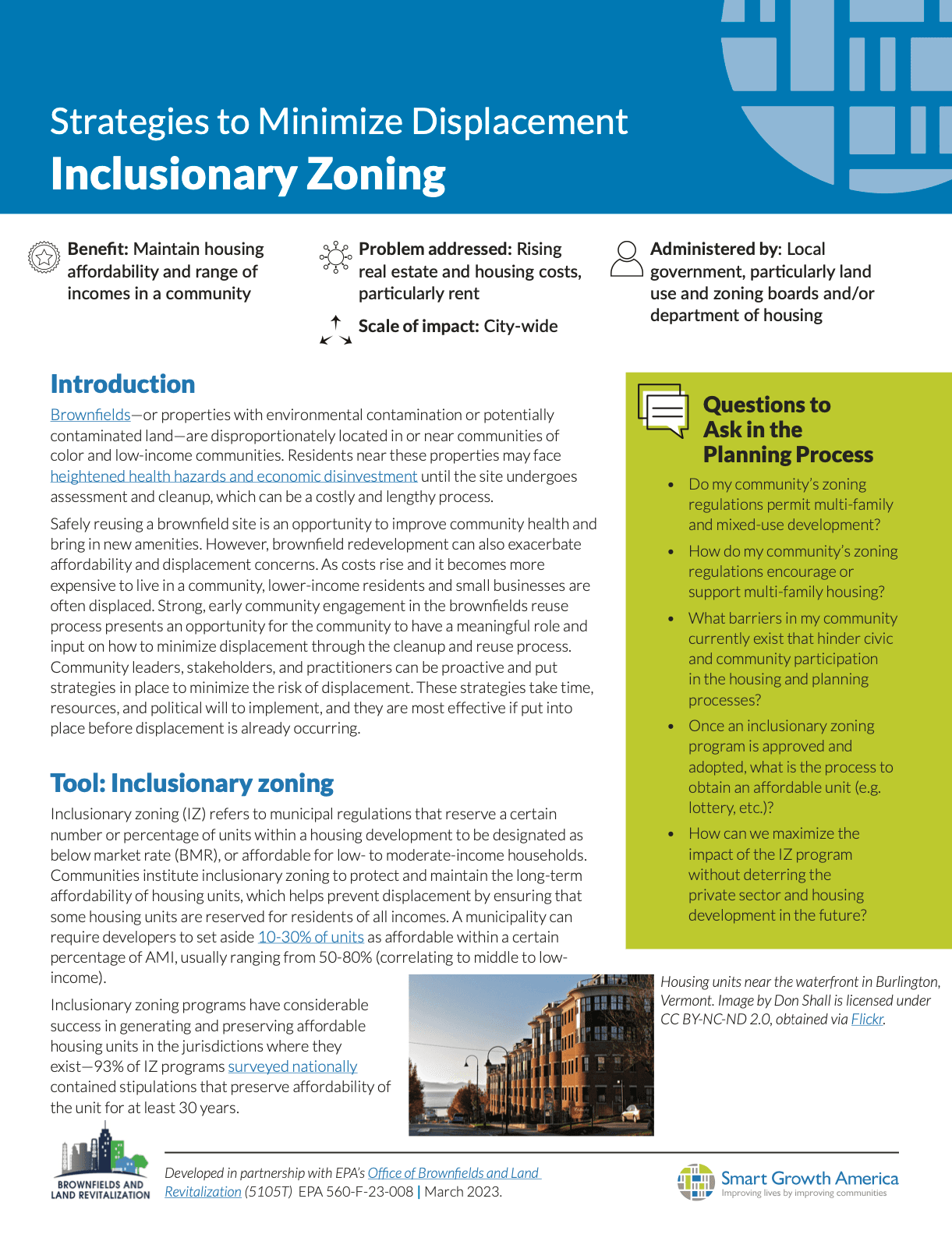 Strategies to Minimize Displacement: Inclusionary Zoning - Smart