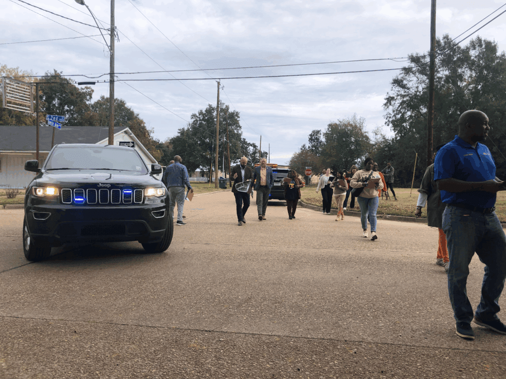 Mayor Ellis joins stakeholders on a walk audit.